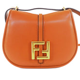 FENDI 8BS082 Camon Small Leather Satchel Shoulder Bag with FF Logo Hardware, Brown Gold Comes Dust Bag, Made in Italy, Women's — Like New