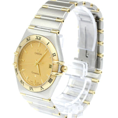 OMEGA Constellation 18K Gold Steel Quartz Mens Watch 1312.10 Polished — Very Good
