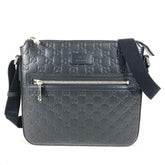 GUCCI 406410 GG Embossed Guccissima Logo Bag, Crossbody Pouch, Shoulder Leather, Black, Men's and Women's — Like New