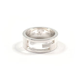 GUCCI Branded Cutout G Ring, Sterling Silver 925, 13.5cm, Unisex — Like New