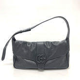 GUCCI 767209 GG Marmont Flap Bag, Handbag, Shoulder Leather, Women's, Black, Like New — Like New
