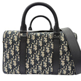 DIOR Homme 1ADDU114 Lango 26 Leather Oblique Jacquard Saddle 2-Way Shoulder Bag, Beige/Navy, Made in Italy, Men's, with Dust Bag — Like New