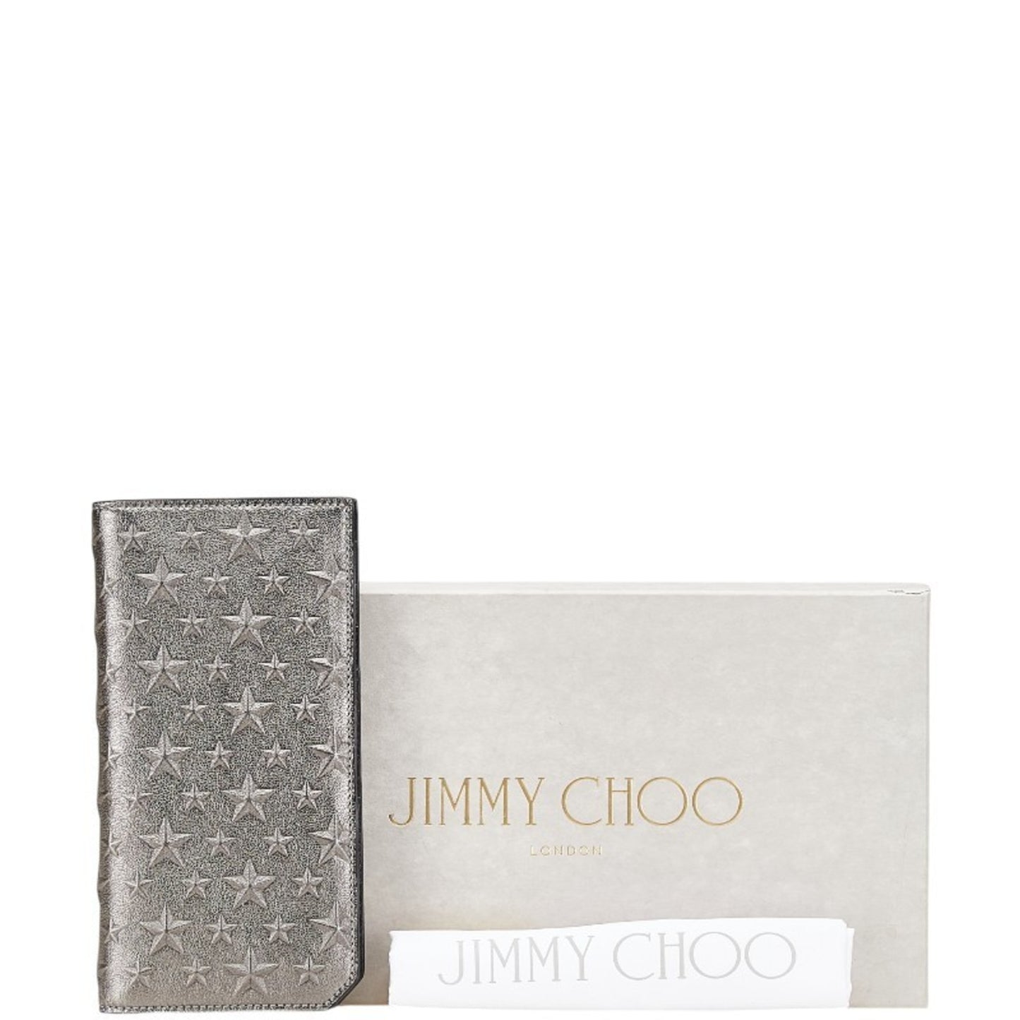 Jimmy Choo Star Studs Bifold Wallet Gray Leather Women's JIMMY CHOO