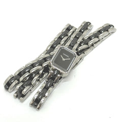 CHANEL Premiere Triple Bracelet Watch H3058 with Diamond Bezel, Stainless Steel/Ceramic, Black — Good