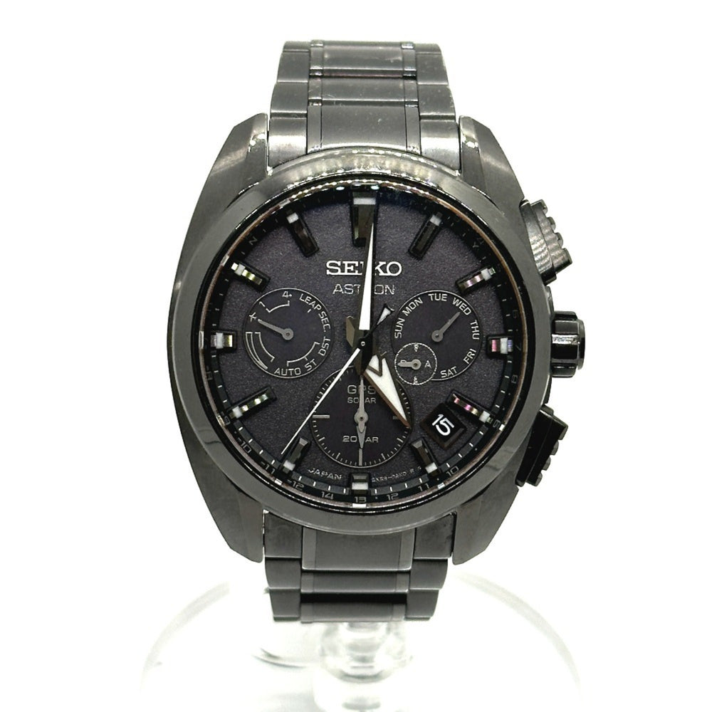Seiko SBXC069/5X53-0AV0 Astron Global Line Day Date GPS Solar Radio-Controlled Wristwatch Titanium Men's Black — Good