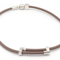 Louis Vuitton Choker LV Cordage MP1682 Greige Silver Leather and Metal Necklace for Women — Like New