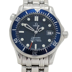 Omega Seamaster 2561.80 Watch, Boys' Size, Brand, Professional, 300m Water Resistant, Date, Quartz, Stainless Steel (SS), Silver, Blue — Good