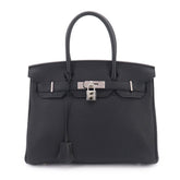 Hermes Birkin 30 Togo Black Handbag □P Stamp Silver Hardware — Like New