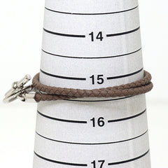 Hermes HERMES Leather Bracelet Glenan Double Tour Etoupe — Like New