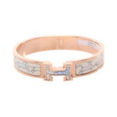 Hermes HERMES Clic Clac PM Free Horse Bangle Accessory Stainless Steel Enamel Women's Gold Tone Ivory Multicolor F10255 — New - Store Return