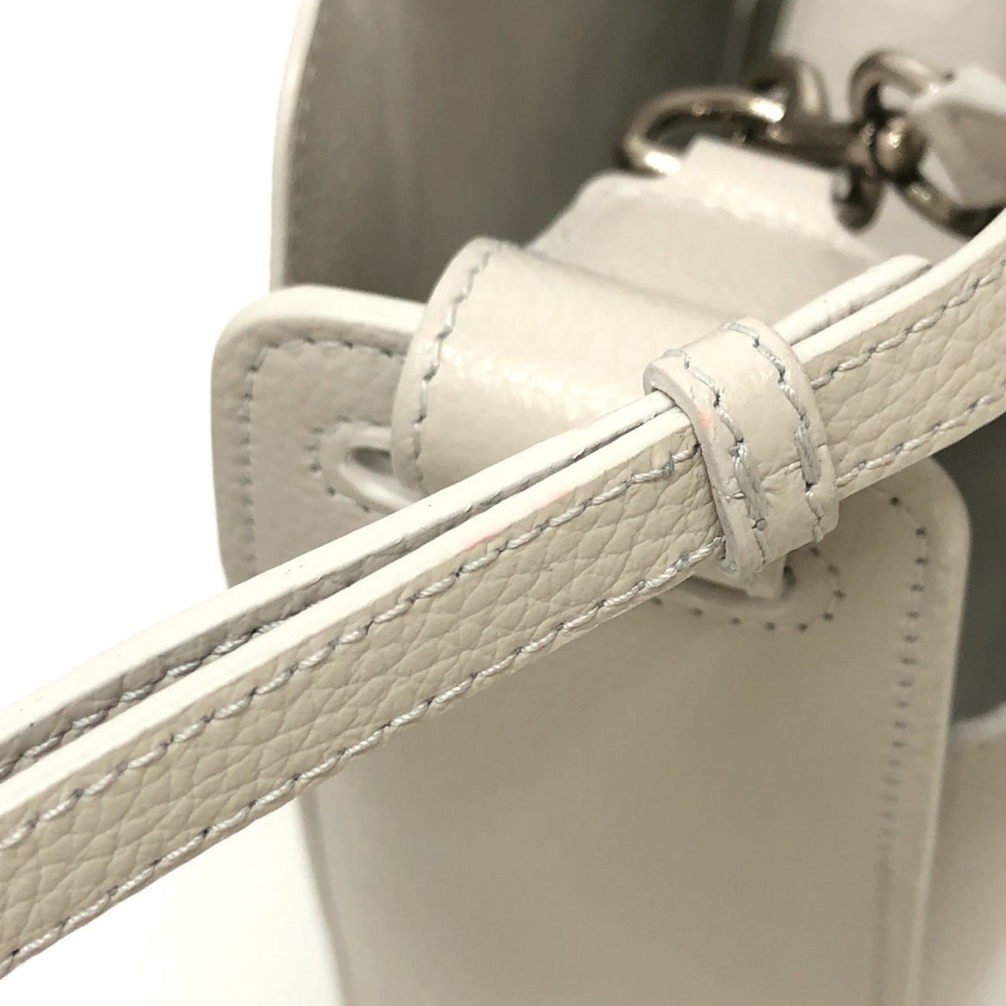 BALENCIAGA 659920 North South 2-Way Shoulder Bag in White Leather