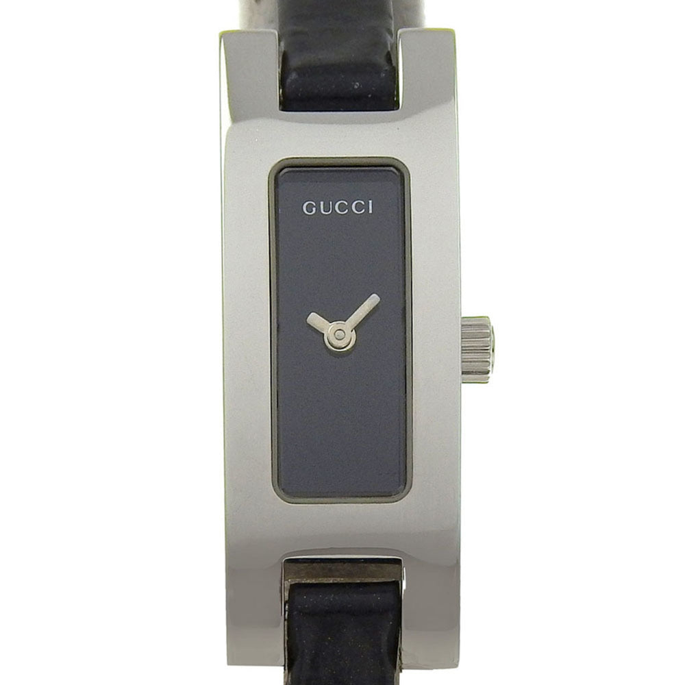 Gucci GUCCI Watch 3900L Stainless Steel x Leather Quartz Analog Display Black Dial Women's — Good