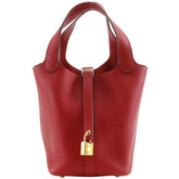 Hermes HERMES Picotin Lock 18 PM Handbag x Taurillon Maurice 2018 Red / C Belt Clasp Loc18K Women's — Like New