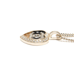 CHANEL C23B Coco Mark Heart Rhinestone Necklace Gold WS25122 — Like New