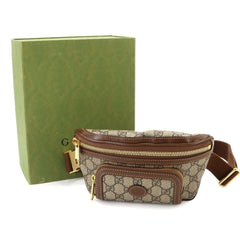 Gucci Interlocking G Belt Bag, Waist Handbag, Pouch, GG Supreme Leather, Beige/Brown, 682933, Gold Hardware — Like New