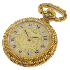 Citizen pocket watch, gold plated, hand-wound, analog display, dial, unisex — Good