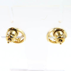 FENDI F is Fendi earrings with logo and rhinestones, pair, gold silver, box, made in Italy, women's — Like New