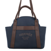 Hermes Sac de Pansage Groom Navy Feu Toile Chevron Canvas K Stamp HERMES Handbag — Like New