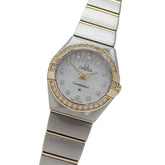 Omega Constellation Brushed 123.25.24.60.55.002 Women's Watch, Brand Name, 12P Diamonds, Mother-of-Pearl, Quartz Movement, Stainless Steel (SS) and Pink Gold (PG) — Good