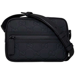 Gucci Shoulder Bag, Black GG 771321, Unused, Crossbody, Rubber Effect, 0416 GUCCI — Like New