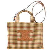 CELINE Triomphe Logo Small Cabas Thais Tweed 2-Way Shoulder Bag 199162EP8.14ML Brown Beige Women's — Like New
