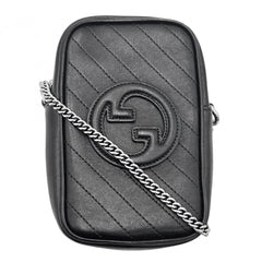 Gucci GG Blondie Chain Shoulder Bag for Women, Small Size, Leather, Black, Silver Hardware, 760315 — Like New