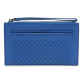 BOTTEGA VENETA Bottega Veneta Intrecciato Clutch Bag Second Leather Blue — Like New