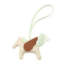 Hermes Rodeo Pegasus PM Accessory Bag Charm, Agneau Milo Swift Leather, Craie Vert Fizz, Gold, B Stamp — New - Store Return
