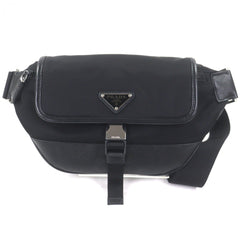 PRADA 2VH176 Nylon Leather Triangle Logo Plate Re-Nylon Body Bag Black Made in Italy Men's — Like New