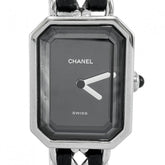 Chanel Ladies' Premiere L Watch, Battery-Powered, Black Dial, Stainless Steel Quartz Movement, Silver/Black Strap — Good