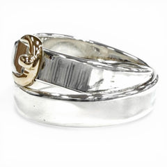 HERMES Double True Ring, 925/18K Combination, Belt Design, Silver/Gold, Size 50, Weight 4.7g, Women's — Like New