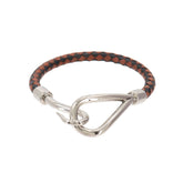 Hermes Jumbo H Bracelet, Leather, Brown, Black, Silver Hardware — New - Store Return