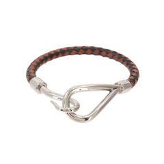 Hermes Jumbo H Bracelet, Leather, Brown, Black, Silver Hardware — New - Store Return