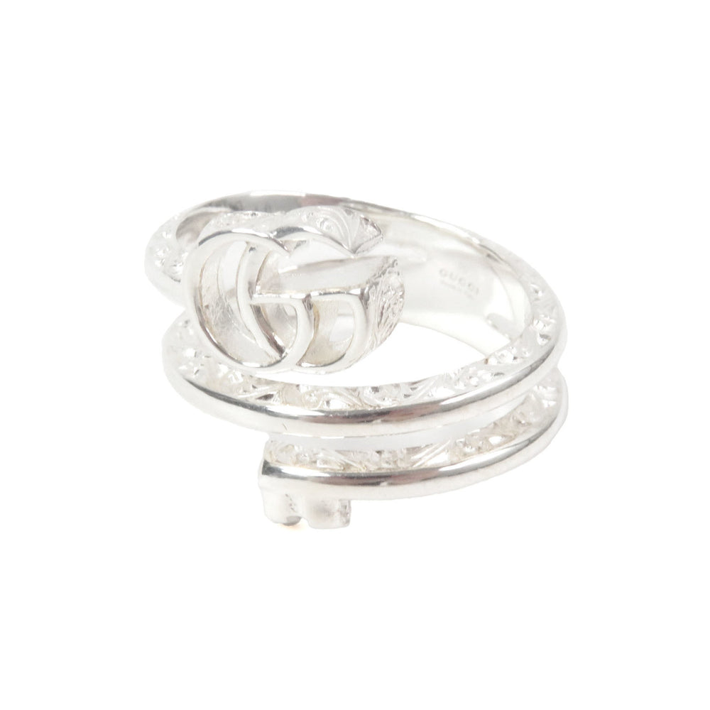 GUCCI 770719 Double G Key Motif Ring, AG925 Sterling Silver, 18k Gold, Made in Italy, Weight 8.36g, Men's — Like New