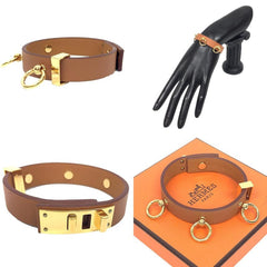 Hermes Hermès Leather Bracelet/Bangle, Mini Dog, Annaud, X, 2016, T2, Brown — Like New