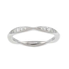 Chanel Camellia Ring #48, Half Diamond, Platinum — Like New