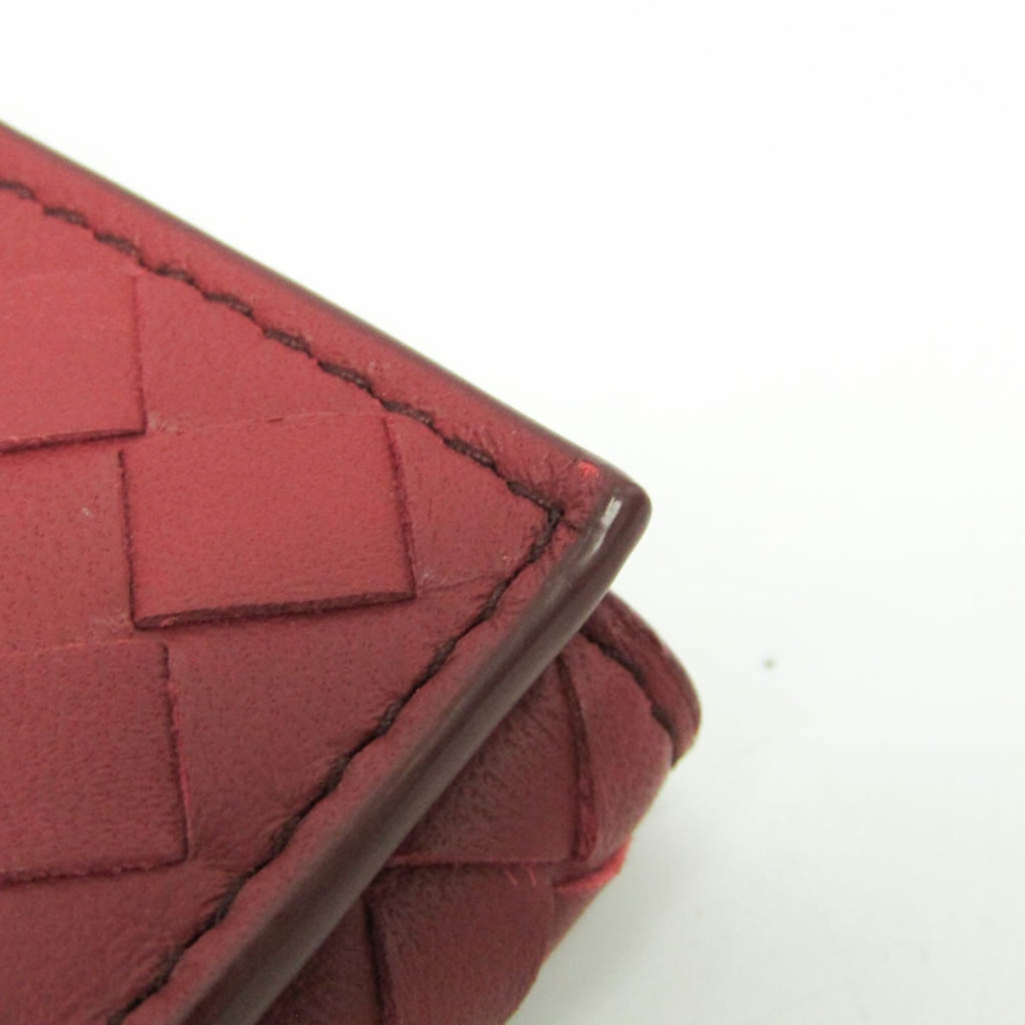 Bottega Veneta Intrecciato Compact Wallet Women,Men Leather Wallet (bi-fold) Red Color