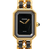 Chanel CHANEL Première M Watch, Gold Plated Leather, Women's, Black, H0001 — Very Good