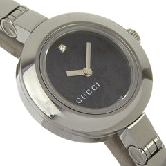Gucci GUCCI Watch 105 Stainless Steel x Diamond Quartz Analog Display Black Dial Women's — Very Good