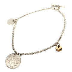 Hermes Ex-Libris PM ST bracelet, silver/pink gold, toggle clasp, AG925 (sterling silver) x AU750 (18K pink gold) — Like New