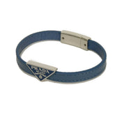 Prada Saffiano Bracelet, Size M, Enamel Blue, Silver Triangle Logo, Avio 2IB289 053 F0154, Men's/Women's — Like New