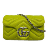 GUCCI GG Marmont Mini Shoulder Bag 841290, Yellow Lambskin Bag, Women's — New - Store Return