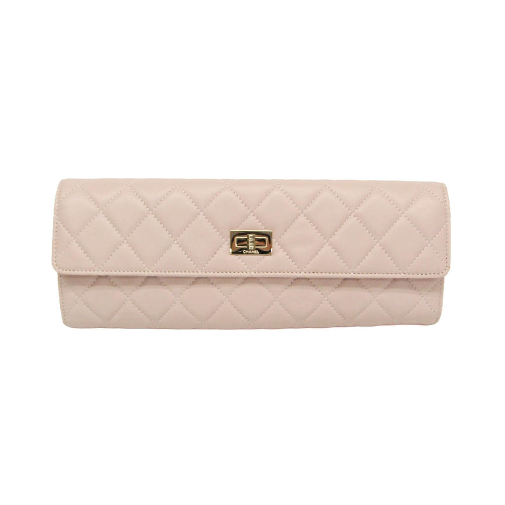 Chanel Matelasse 2.55 Jewelry Case Women's Leather Clutch Bag Light Pink — Like New