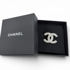 CHANEL B25P Coco Mark Star, Heart, Faux Pearl, Rhinestone Brooch, Silver, Made in Italy, Women's, with Box and Dust Bag — Like New