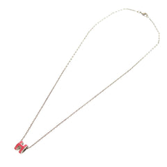 Like new Hermes Pop H Mini Rose Tropic Silver Necklace 1537 HERMES — Like New