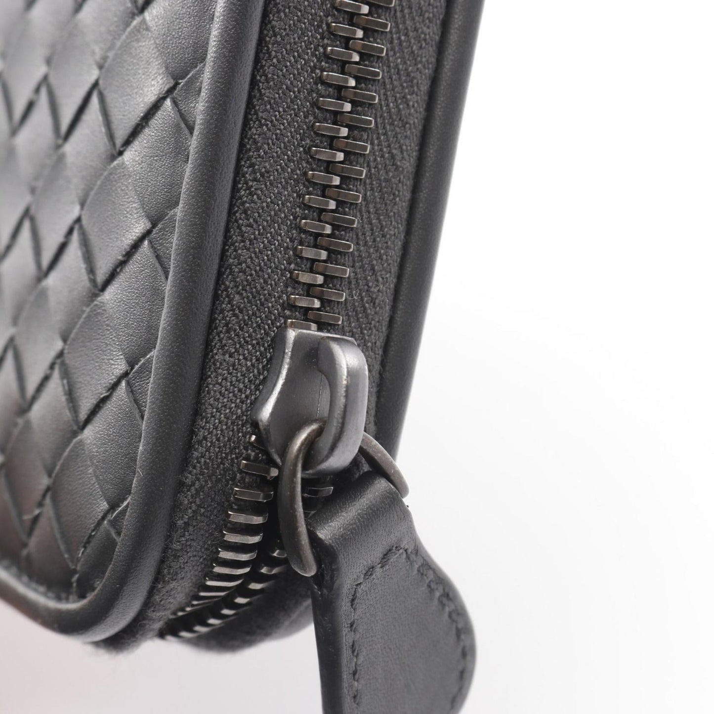 Bottega Veneta Intrecciato Leather Round Long Wallet for Men, Gray