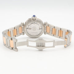 Cartier Pasha de watch, 18K pink gold (PG) stainless steel, boys' size, silver tone, W2PA0008 — Very Good