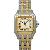 Cartier Panthère MM 2-Row 83083242 Date Two-Tone Boys' Watch Ivory YG Yellow Gold Quartz — Very Good