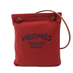 Hermes Sac Aline MM Shoulder Handbag, Toile Chevron Swift Leather, Rouge H Gold, B Stamp — Like New