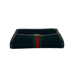 GUCCI Vintage GG Logo Hardware Sherry Line Canvas Leather Pouch Black 79409 — Like New